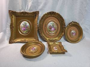 lot 1779 image: French Style Ornate Picture Frame Set with Romantic Scenes