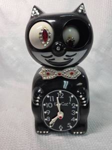 lot 1801 image: Kit Cat Klock Model B2 Black Jeweled Clock
