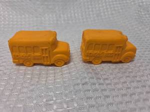 lot 1820 image: Yellow School Bus Pencil Erasers Set