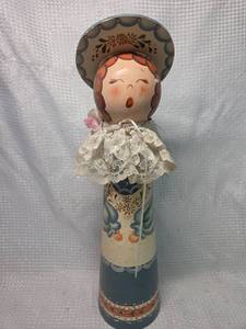 lot 1836 image: Hand Painted Norwegian Wooden Angel Figure
