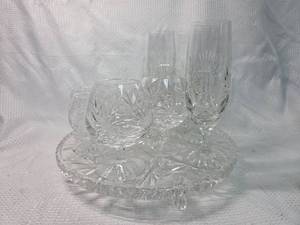 lot 1857 image: Cut Crystal Starburst Pattern Glasses