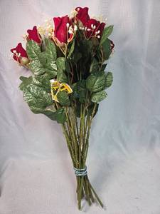 lot 1863 image: Red Rose and Babys Breath Bouquet Bundle