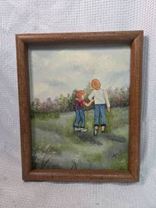 lot 1872 image: Small Oil Painting - Country Walk Scene