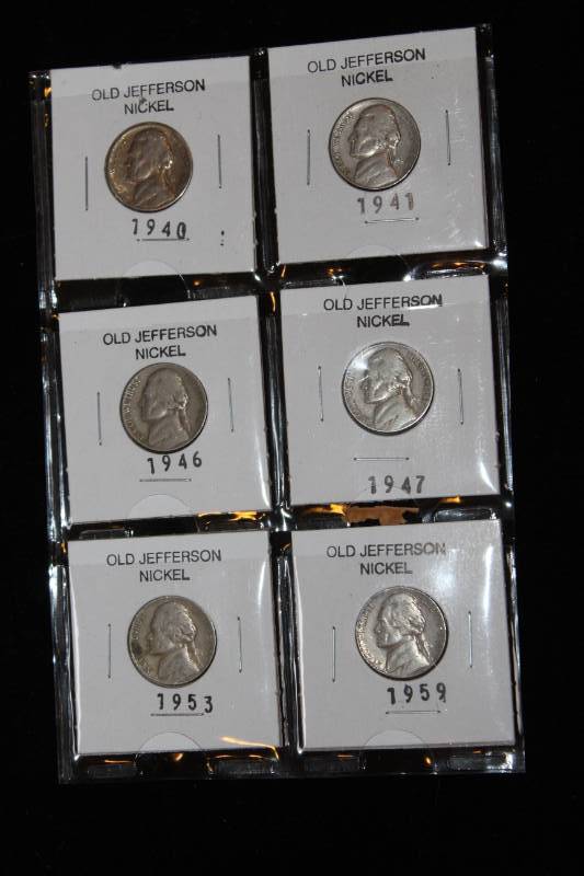 lot 2070 image: Lot of 6 Jefferson Nickels