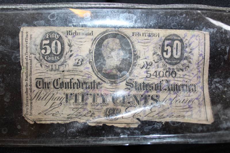 lot 2077 image: Confederate States Fractional Bill, 50 Cents