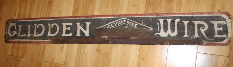 lot 1939 image: Glidden Wire Sign - Approximately 47 Inches Long