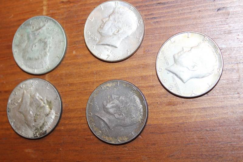 lot 1956 image: Lot of 5 Kennedy Clad Half Dollars - 40% Silver