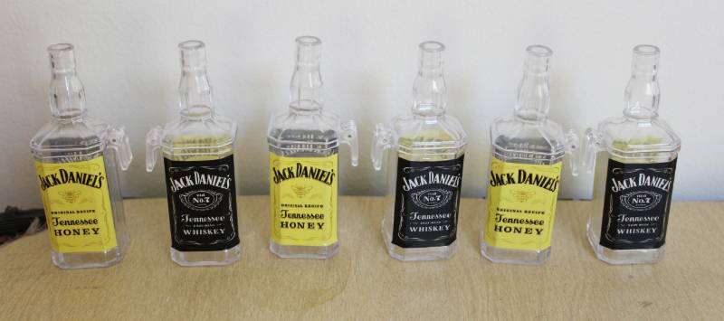 lot 1968 image: Set of 6 Jack Daniels  JD Honey Boilermaker Shot Bottle w clip