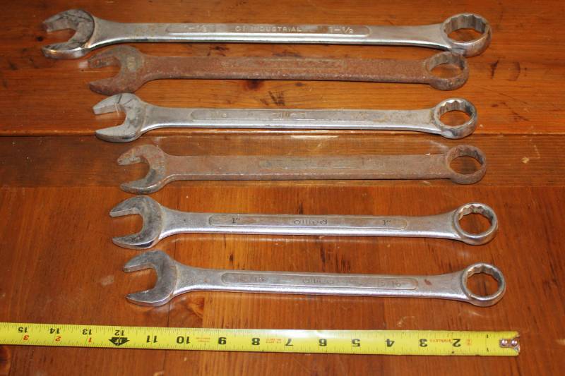 lot 2170 image: Lot of 6 Combination End Wrenches 1516- 1 18 -1-1 116- 1 14 -1 12