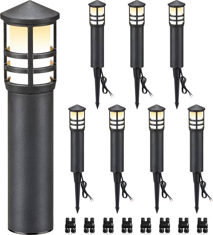 lot 1867 image: SUNVIE 8-Pack Low Voltage Pathway Lights 3W LED Landscape Pathway Lighting 3000K Warm White CRI 90 Landscape Lights Wired 12-24V Aluminum Bollard Path Lights for Walkway Yard Garden, ETL Listed Cord