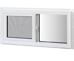 lot 2002 image: Vinyl Basement Window, 32 x 14 Slider Window with Double Pane Insulated Tempered Glass and Fiberglass Mesh Screen for Basement Bathroom Home Rv Garage (White)