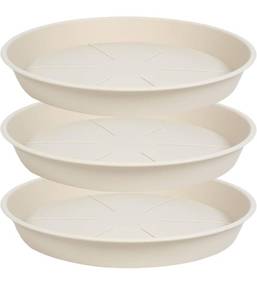 lot 2005 image: 3 Pack of Plant Saucer 16 inch, Large Heavy Duty Plastic Saucers Round, Plant Drip Trays for Indoors Outdoor, Plant Water Tray for Planters, Beige