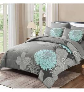 lot 2007 image: Yiran 7 Pieces Bed in a Bag Floral Comforter Set Green Flowers Bedding Set Soft Microfiber King Boho Comforter Sets with 1 Comforter 1 Flat Sheet 1 Fitted Sheet 2 Pillowshams and 2 Pillowcases