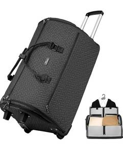 lot 2011 image: 93L Carry on Garment Duffle Bag with Wheels, Folding Convertible Rolling Garment Bag for Travel with Shoes Compartment, Wheeled Waterproof Suit Bag Travel for Men Women