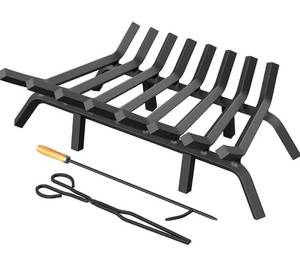 lot 2017 image: Fireplace Grate 30 Inch with 8 Support Legs, Solid Steel Heavy Duty Fireplace Log Holder with Fire Log Tongs & Fire Poker, Fireplace Log Grate for Indoor Fireplace and Outdoor In-ground Firepit