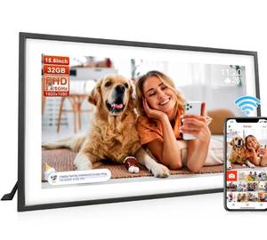 lot 2022 image: Frameo 15.6 Inch Large Digital Photo Frame, Digital Picture Frame WiFi with 32GB, 1920  1080 IPS HD Touch Screen, Electronic Picture Frame IPS Touch Screen with Auto-Rotate, Frameo Digital Frame Wifi