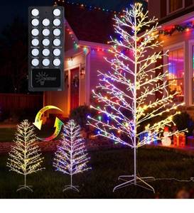 lot 2033 image: Christmas Tree Light Outdoor,7.5FT 336 LED Color Changing Artificial Collapsible Birch Tree Lights with Remote Control Timer for Christmas Decor (Warm White to Multicolor)