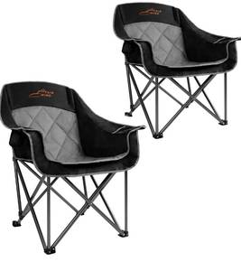 lot 2040 image: FAIR WIND 2 Pack Oversized Padded Camping Chair Heavy Duty Quad Fold Arm Chair Portable for Outdoor - Support 450LBS, Black
