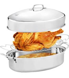 lot 2044 image: 22 Large Roasting Pan with Rack and Lid,Oval Turkey Roaster Pan for oven