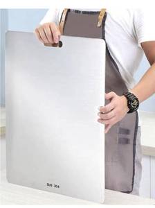 lot 2059 image: (Extra Large,23.6Lx 19.3W) 304 Stainless Steel Chopping Board, Cutting Board for Meat Vegetable Fruit Fish Cheese, Easy To Clean