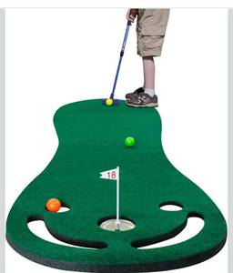 lot 2067 image: KOFULL Putting Green Mats Set - IndoorOutdoor Golf Putting Practice or Golf Game with 78 x 24 Putting Mat, Adjustable Putter, 3 Balls, Training Aid Cup & Flags