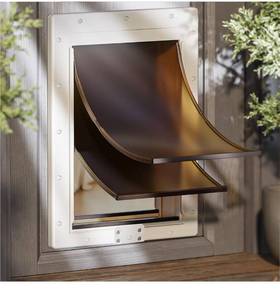 lot 2072 image: XL Dog Door for Door, Never Rust Plastic Extra Large Doggy Door for Interior and Exterior Doors