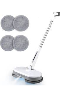 lot 2076 image: Cordless Electric Mop, Dual Motor Powerful Spin Mop 2600 mAh, Floor Polisher,1H Rechargeable Power Mops with LED LightWater Sprayer, Electric Mops for Floor Cleaning for Hardwood, Tile, Rotate 180°