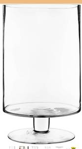 lot 2077 image: CYS EXCEL Glass Hurricane Pillar Candle Holder (H13.5 W8)  Short Stem Candle Centerpieces  Stemmed Glass Cylinder Candle Vase