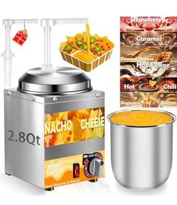 lot 2089 image: Nacho Cheese Dispenser with Pump, 2.8 Qt Nacho Cheese Warmer, Stainless Steel Hot Fudge Cheese Melter Warmer W6-Level Temperature Adjustment, Commercial Sauce Dispenser for Butter Syrup Caramel