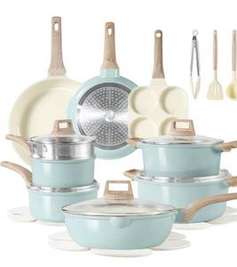 lot 2099 image: CAROTE 21-Piece Ceramic Pots and Pans Cookware Set,