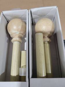 lot 2104 image: Mainstays Adjustable Faux Wood Ball Curtain Rod 2pack