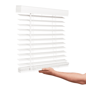 lot 2108 image: Lotus & Windoware Cordless 2  Faux Wood Room Darkening Horizontal Blind  29  W x 72  L  Smooth  Snow White