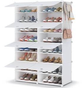 lot 2115 image: HOMIDEC Shoe Rack, 8 Tier Shoe Storage Cabinet 32 Pair Plastic Shoe Shelves Organizer for Closet Hallway Bedroom Entryway