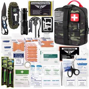 lot 2125 image: EVERLIT 250 Pieces Survival First Aid Kit IFAK EMT Molle Pouch Survival Kit Outdoor Gear Emergency Kits Trauma Bag for Camping Boat Hunting Hiking Home Car Earthquake and Adventures