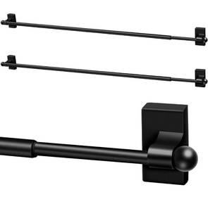 lot 2137 image: 2 Pcs Magnetic Curtain Rods for Metal Door 28 to 48 Inch, 12 Multi-use Adjustable Appliance Magnetic Rod for Window Frames, Cabinets, Refrigerators, Dishwashers(Black,Style 1)