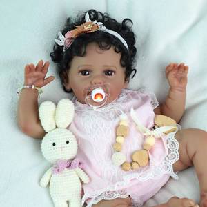 lot 3007 image: SCOM Reborn Baby Dolls Black Girl - 20 Inch African American Realistic Newborn Girl Doll, Lifelike Weighted Soft Body, Christmas Birthday Gift for Kids Age 3