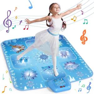 lot 3008 image: GirlsHome Dance Mat - Frozen Toys for Girls Electronic Dance Pad with 5 Game Modes, Built-in Music, Touch Sensitive Light Up LED Kids Musical Mat, Christmas & Birthday Gift for Girls 3-12