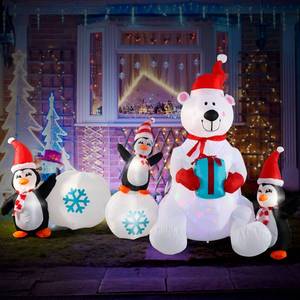 lot 3010 image: Inflatable Christmas Decorations, SHDEJTG 10FT Snowman Polar Bear Snowball Blow Up Christmas Decorations Outdoor with Colorful Rotating LED Lights, Giant Inflation for Xmas Indoor Lawn Garden