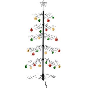 lot 3012 image: HOHIYA 6.5 Ft Wrought Iron Christmas Tree Alternative Metal Ornament Display Stand with 174 Hooks Hanging Holder for Glass Ball Decorations Holiday and Halloween Decor Black