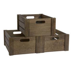 lot 3015 image: Wooden Crates for Display, 3 Pack Large Rustic Handmade Wood Crate for Storage, Wooden Basket with Handles, Nesting Crates Boxes for Container and Decor Living Room Outdoor Christmas (Large)