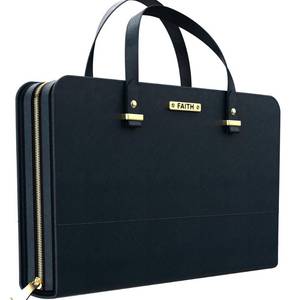 lot 3019 image: DEHITE Bible Bags for Women - Black Leather Bible Carrying Case Large Size - Tote Bag - Case Size 13 x 10.7 x 2.7 IN - Pen Slots - Zippered Pocket - Premium PU Leather - Christian Gifts