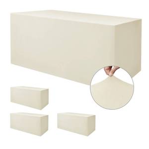 lot 3022 image: Nasitos Fitted Table Covers Stretch Spandex - 72 x 30 Inch - 4 Pack Beige Rectangle Table Clothes for 6 Foot Folding Tables, Wrinkle Resistant Tablecloths for Banquet, Trade Show, Craft Show