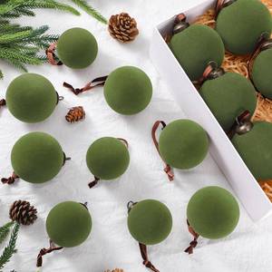 lot 3023 image: Foilswirl 18 Pcs Velvet Christmas Balls Bulk 3.15, 2.76, 2.36 Inch, Flocked Xmas Tree Ball Ornaments Plastic Velvet Christmas Ornaments Xmas Tree Hanging Decoration(Green)