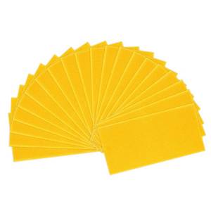 lot 3026 image: BeeCastle 20pcs Yellow Beehive Beeswax Coated Foundation Sheets, Waxed Foundation for Bee Frames, 8-12-Inch Plastic Bee Hive Foundation Sheets for Deep Beehive Frames