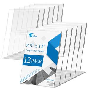 lot 3027 image: EHWINE 12 Pack Acrylic Sign Holder 8.5 x 11, L Shape Clear Plastic Display Stand, Slanted Back Picture Frame Menu Flyer Paper Display Stand up Table Top Sign Holders for Restaurant, Office and School