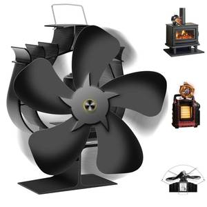 lot 3028 image: JUOIFIP Upgraded Heat Powered Wood Stove Fan, 60°Left-Right Rotation for Fast Heating- Suitable for Wood StoveFireplace Fan and Buddy-style HeatersGas Stove-Two Ways Install with Thermometer