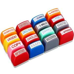 lot 3034 image: Crtiin 16 Pcs Office Stamp Set Message Self Inking Rubber Stamp Set for Office Stamps Completed Faxed Scanned Stamps for Message Supplies(Mixed Colors)