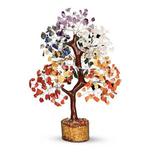 lot 3037 image: PYOR 7 Chakra Crystal Bonsai Tree, 10-12 inch, Red, Amethyst, Lapis, Carnelian, Clear Quartz, Yellow Aventurine, Green Aventurine, Silver Wire