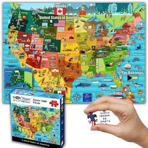 lot 3041 image: Think2Master Colorful United States Map 1000 Pieces Jigsaw Puzzle for 13, Seniors, Adults &amp Families. Great Educational Gift for Interest in The USA Map. Size 26.8 X 18.9