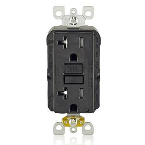 lot 3045 image: Leviton AFCI Outlet, 20 Amp, Self Test, Tamper-Resistant with LED Indicator Light, Protection from Electrical Fires, AFTR2-E, Black